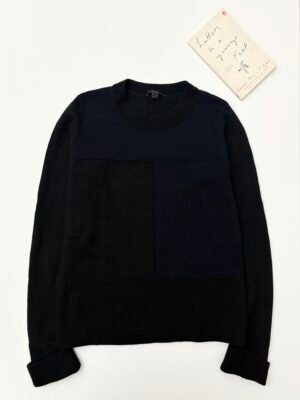 COS Black & Navy 100% Wool Crewneck Jumper