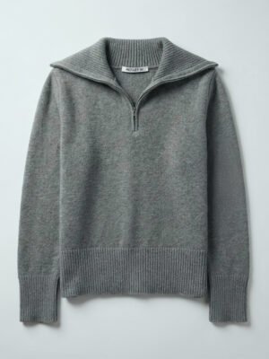 Refaby 100% Wool Grey Quarter Zip Jumper