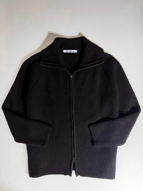 Pure Wool Classic Ribbed Double-Zip Cardigan